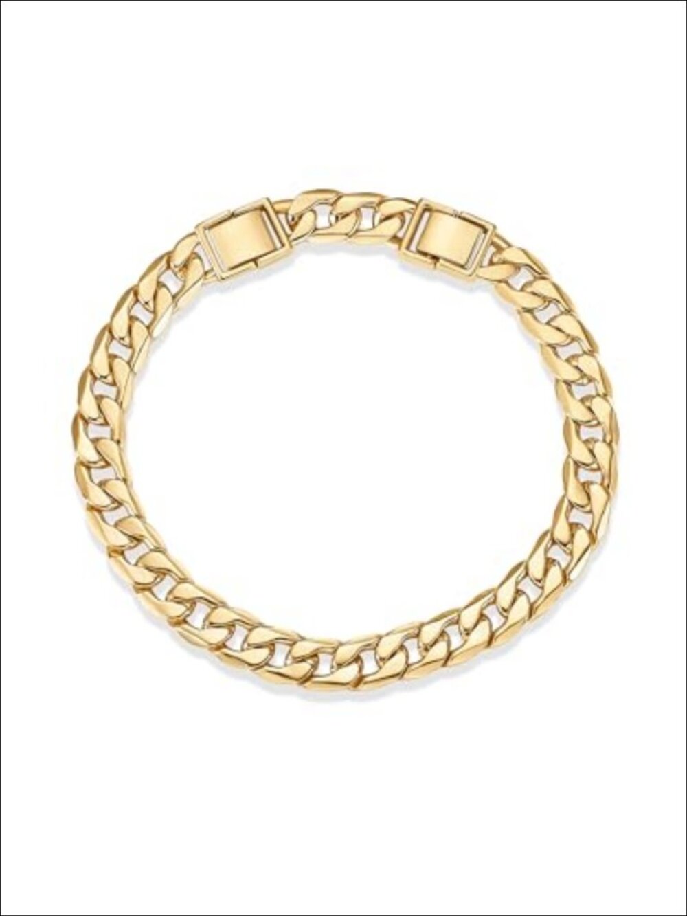 14K Gold Plated Chunky Curb Chain Anklet for Women Flat Link 9 Inch